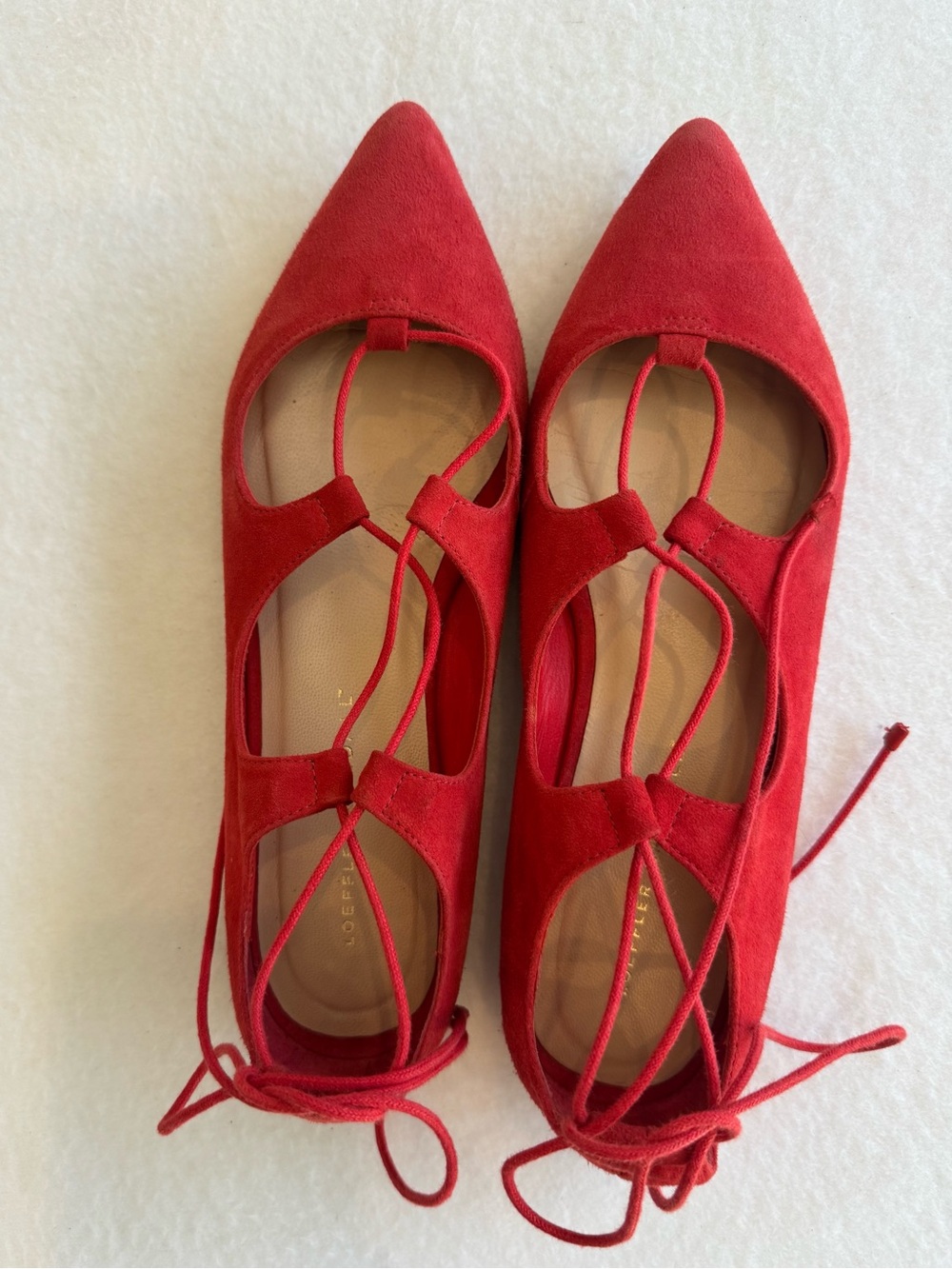 Loeffler Randall Ambra Red Suede Ballet Flats 7.5 EUC